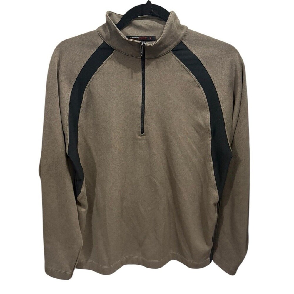 Nike Fit Dry Tiger Woods Collection Long Sleeve 1/4 Zip Top‎ Brown Size S Golf